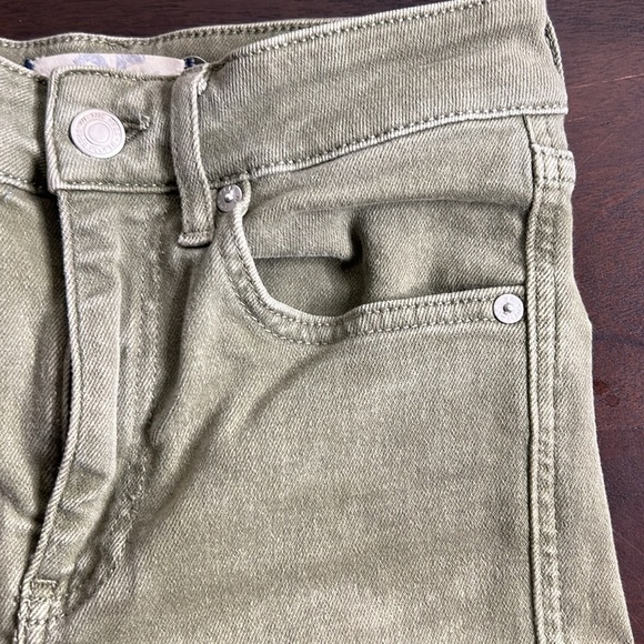 Free People We The Free Olive Green Raw Hem High Waist Skinny Jeans EUC - Picture 4 of 9